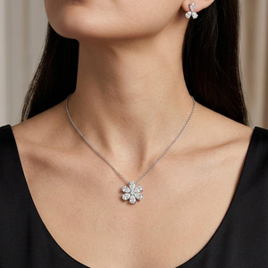 Collier pendentif fleur en or massif 14 carats avec diamant en forme de poire de 15 carats certifié IGI, cultivé en laboratoire, serti à griffes, pour femme, tendance - Product Image 1