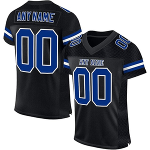 Maillot de football personnalisé pour homme, noir, col en V, manches courtes, en maille polyester, avec nom et numéro au choix, respirant, uniforme d'équipe - Product Image 4