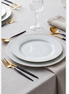 Ensemble de couverts modernes plaqués or avec manches noires, compatibles lave-vaisselle, en acier inoxydable, pour les dîners de mariage - Product Image 5
