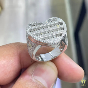 Luxury Hip Hop Moissanite Diamond Heart <b>Ring</b> For <b>Men</b> Baguette Stone Fashion Jewelry <b>Ring</b> - Product Image 4