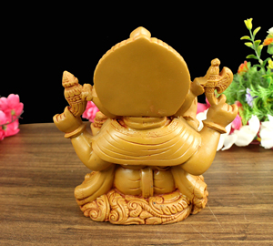 Statue de Ganesha en résine brune artisanale de Nirmala Handicraft, provenant du Rajasthan - Cadeau pour la Puja de Ganesha et diverses occasions, décoration de table - Product Image 4