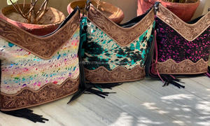 Nuevos bolsos de cuero con flecos bohemios de piel metálica tallados a mano reales, bolsos de compras con borlas para mujer a la moda occidental - Product Image 2