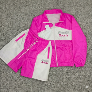 Rexfit Sports Private Label Mens Nylon Sports Tracksuit Reflective <b>Jacket</b> <b>Short</b> Set Tracksuit Set Wholesale - Product Image 1