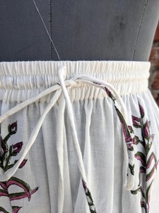 Indian Hand Block Printed Cotton Skirt Breathable Boho Ibiza Floral Pattern Casual Wear Skirt with Elastic Waistline - Product Image 4