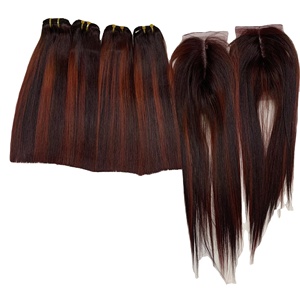 Magnifiques extensions de cheveux humains chinois Remy Taka de couleur rouge, trame de peau, sans colle, lot Piano pour femmes - Product Image 4