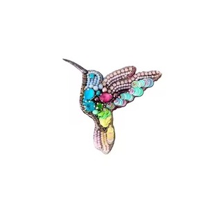 Luxury Handmade Alloy <b>Silver</b> Plated Seed Beaded Embroidery Butterfly Brooch Pin Trendy Seed <b>Beads</b> Embroidered Crystal Accent - Product Image 2