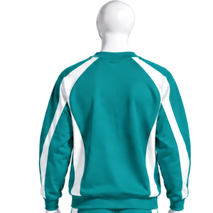 Sweat-shirt à col rond pour homme, bleu sarcelle, à empiècements contrastants, manches longues, style athlétique, décontracté, pour la gym, le fitness, l'entraînement, vêtements de sport personnalisés - Product Image 2