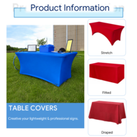 Housse de table ajustée en spandex élastique personnalisée en gros pour promotion, avec logo imprimé, publicitaire, bon marché et de haute qualité