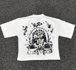Wholesale Custom Graphic Streetwear T-shirt Men Oversized Heavyweight Cotton Vintage Hip Hop <b>White</b> <b>Tee</b> Screen Printed Unisex - Product Image 5