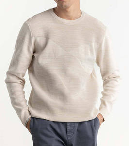 Pull en laine d'alpaga tricoté brossé avec logo personnalisé du fabricant, motif jacquard contrastant de haute qualité pour homme - Product Image 6