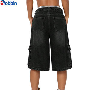 Pantalones Cortos de Mezclilla de Verano para Mujer, Cómodos, Estilo Simple, Holgados, Tipo Cargo, de Pierna Ancha, Lavables, Estilo Boyfriend, con Bolsillos Laterales - Product Image 6