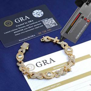 Bracelet pour homme en argent 925 avec diamants Moissanite, bracelet à maillons glacés, chaîne pavée de luxe, bijoux hip-hop légers, cadeau pour homme - Product Image 5