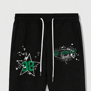 Pantalon de survêtement unisexe coupe droite imprimé flamme, taille élastique, style streetwear décontracté, mode hip-hop - Product Image 3