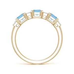 Anillo de Oro Sólido de 14K con Gema de Aguamarina Natural, Corte Esmeralda de 6*4 mm, Halo de Diamantes Naturales, Joyería Fina, Certificado IGI - Product Image 4