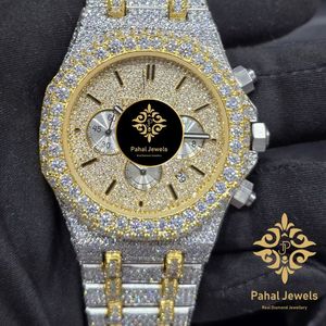 นาฬิกาเพชรหรูหราสำหรับทุกเพศ Pahal Jewels ตัวเรือนสแตนเลสขนาด 41 มม. ระบบอนาล็อก โครโนกราฟ กลไกจักรกล ตัวล็อคแบบซ่อน - Product Image 1