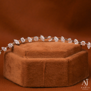 AARVA JEWELS Pulsera de tenis de moissanita con corte brillante redondo, engaste de bisel, chapado en rodio, plata 925, de lujo para mujer, para boda - Product Image 2