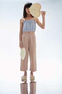 SRJ EXPORTS Girls Blue Ruffle <b>Top</b> Red <b>Checkered</b> Straps Summer Sleeveless Trendy Cute Beach Mini A-Line Chiffon Cotton Linen Bow - Product Image 2