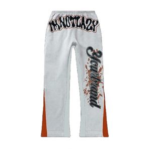 Pantalones de chándal holgados Acampanados para correr apilados con salpicaduras de pintura personalizados OEM para mujer, pantalones de chándal acampanados de felpa francesa de algodón pesado para hombre - Product Image 6