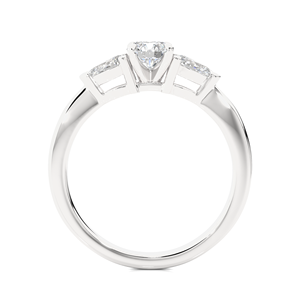 Anillo de Diamantes Naturales de Oro de 18K de Lujo al por Mayor, 0.9CT, 3 Piedras, Corte Pera y Redondo, Joyería de Diamantes para Boda para Mujer - Product Image 4