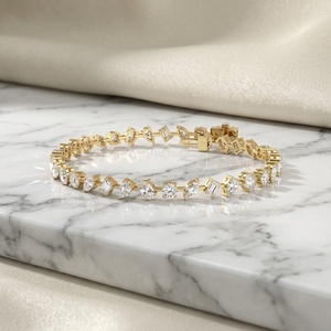 Bracelet tennis 5.00CTW en diamants de formes variées, or 14K, diamants de laboratoire couleur E-F, pureté VVS2, maillons fantaisie multi-coupes, bijoux pour femme - Product Image 1