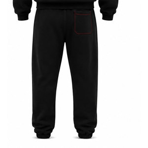 Survêtement noir vintage grande taille pour homme Mudassar, 480 g/m², 100 % coton, à capuche, avec cordon de serrage, coupe longue, décontracté, imprimé en relief - Product Image 4