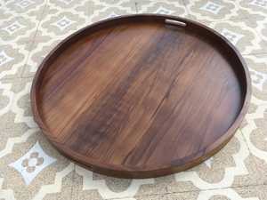 Plateau rond en bois de qualité supérieure pour servir thé, café, desserts, petit-déjeuner, pour la maison, l'hôtel, la ferme, plateau décoratif - Product Image 2