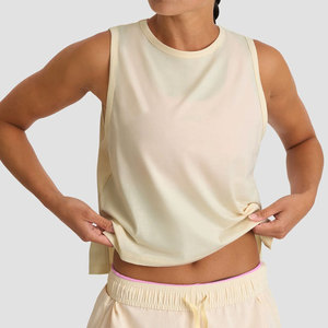 <b>Loose</b> Fit Women's Lightweight Plus Size Breathable Jersey Quick Dry Summer Arrival Side Cut Longline <b>Tank</b> <b>Top</b> for Gym Wear - Product Image 1