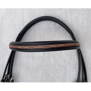 Haute qualité deux tons anglais Eventing cheval bride fantaisie cousu cuir correspondant matériel en acier inoxydable produit équestre - Product Image 5