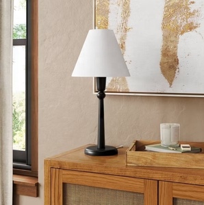 Midnight Crest Metal Table <b>Lamp</b> with Premium Fabric Cone Shade Durable Iron Base Warm Ambient Lighting for Elegant Interiors - Product Image 4