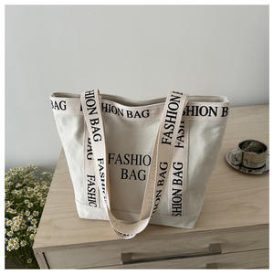 Sac fourre-tout à bandoulière en toile grande capacité avec imprimé lettres, nouvelle collection été 2026, tendance, simple et décontracté - Product Image 1