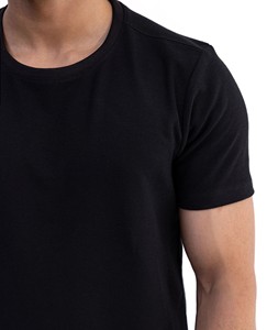 T-shirt streetwear de luxe en jersey mi-lourd 100 % coton, coupe décontractée, épaules tombantes, manches courtes côtelées, couleur noire - Product Image 5
