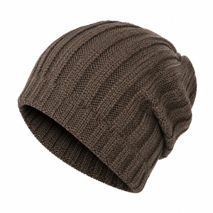 Wholesale Custom Trendy Winter <b>Beanie</b> Hat Oversized Warm Baggy <b>Slouch</b> with Raised Knit Coral Fleece Lining for Men and Women - Product Image 2