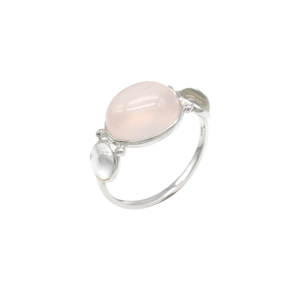 Bague en argent sterling 925 pour femme, ornée de quartz rose naturel et de topaze blanche, vente en gros, fournisseur de bagues d'anniversaire de mariage - Product Image 3