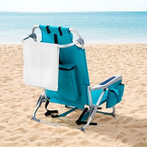 Sedia da spiaggia 63x65x82 cm in tessuto Oxford corto, tubo in alluminio bianco argento, capacità 100 kg, verde menta - Product Image 6