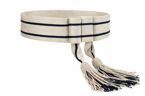 Cinturón Ceremonial Azul Plateado con Borlas, Cinturón Formal para Uniformes y Eventos - Product Image 3