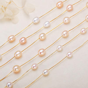 Collar de Perlas de Agua Dulce con Diseño de Nicho Chapado en Oro y Cobre de Lujo Ligero, Collar de Clavícula con Diseño de Estrella - Product Image 3