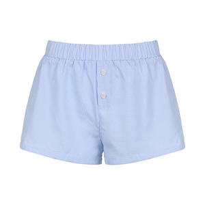 Shorts Casuales Holgados con Botones y Cintura Alta Elástica a Rayas para Mujer, Verano - Product Image 2