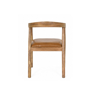 Chaise de salle à manger moderne en bois de manguier massif avec siège en cuir, style scandinave, fauteuil en bois pour hôtel, restaurant, café - Product Image 5