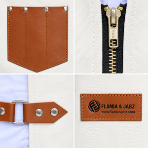 Flamia & Jabz Canvas Bib Apron Vest With Leather Pockets And Zipper Closure For <b>Cooking</b> Workwear - Product Image 6