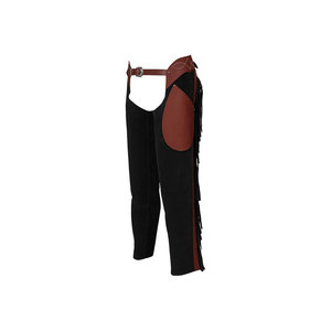 Leather Western Chaps With Brown Panels And Fringe <b>Equestrian</b> Pants - Product Image 1