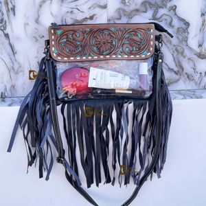Bolso Transparente con Flecos de Cuero Tallado a Mano, Bolso Elegante Multiusos, Bolsos de Cuero para Mujer - Product Image 1