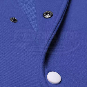 <b>Mens</b> Winter Blue <b>White</b> Varsity <b>Jacket</b> Front Letter Contrast Sleeves Stand Collar Cuffs Hem Button Closure Casual Slim Quilted - Product Image 6