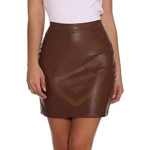 Jupe en cuir véritable pour femme, taille haute, confortable et extensible, idéale pour les tenues décontractées – Nouvelle collection très prisée - Product Image 4