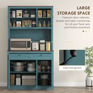 Mobile dispensa da cucina verde da 71 pollici con supporto per microonde, credenza da cucina con 2 cassetti e ripiani regolabili - Product Image 4