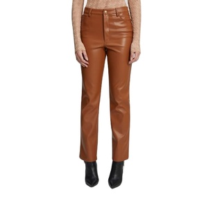 Nueva llegada Mujeres Sexy Pantalones Trajes de cuero Crop Halter Top y pantalones de cuero acampanados Mujeres Pantalones completos hechos a medida de BD - Product Image 1