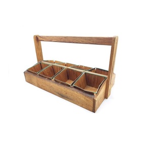Decorative Durable Multifunction Wooden <b>Caddy</b> for Farmhouse Home Decor <b>Kitchen</b> Essentials Coffee Bar Bathroom Storage Table - Product Image 1