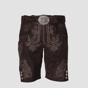 Shorts bavarois traditionnels pour hommes, brodés, vintage, marron satiné, écologiques, anti-UV, imperméables, pour l'Oktoberfest allemand - Product Image 1