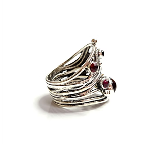 Boho Multi-Garnet Cluster Designer <b>Ring</b> 925 Sterling Silver Customized Gemstone <b>Open</b> Work Statement Jewelry - Product Image 3