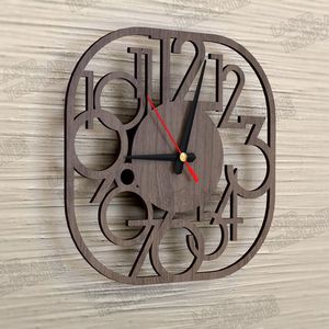 Round Wooden <b>Wall</b> <b>Clock</b> Analog Quartz <b>Silent</b> Minimalist Design for Living Room Bedroom Office - Product Image 2