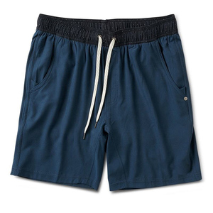 Shorts Bermuda Homme Bleu Marine Uni en Polyester/Coton, Taille Mi-Haute, Fermeture Élastique, Style Sportif, Séchage Rapide, Infroissable, Écologique - Product Image 1